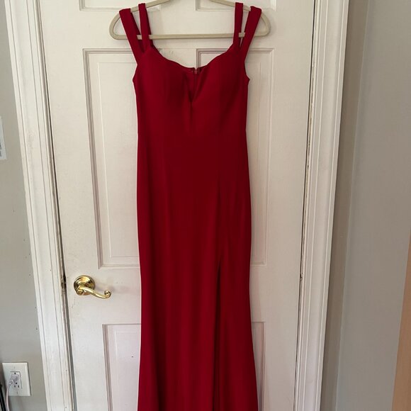 Aqua Women's Red Sweetheart Double-Strap Off-the-Shoulder Gown Dress Size 4 - Picture 5 of 7